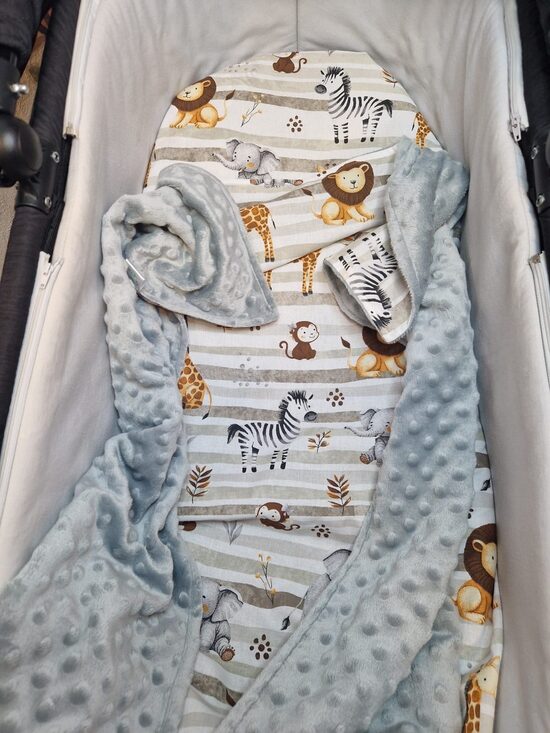 Komplekts - minky sedziņa un ratu paladziņš