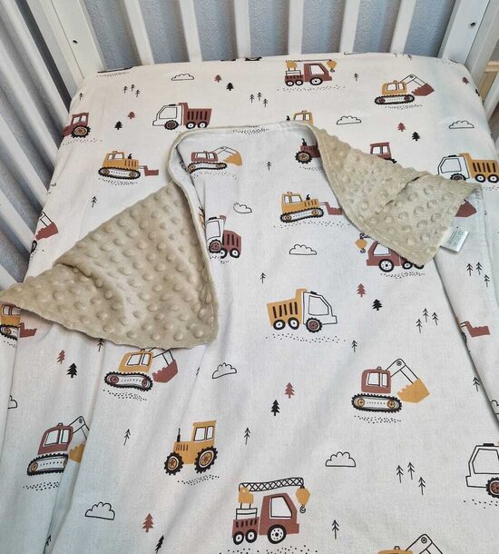 Komplektiņš - sedziņa un kokvilnas palags "Traktori" 