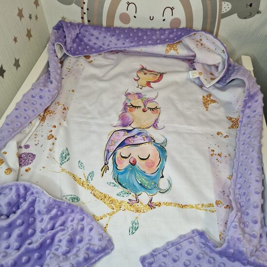 Minky flīsa sedziņa ar pūcītēm